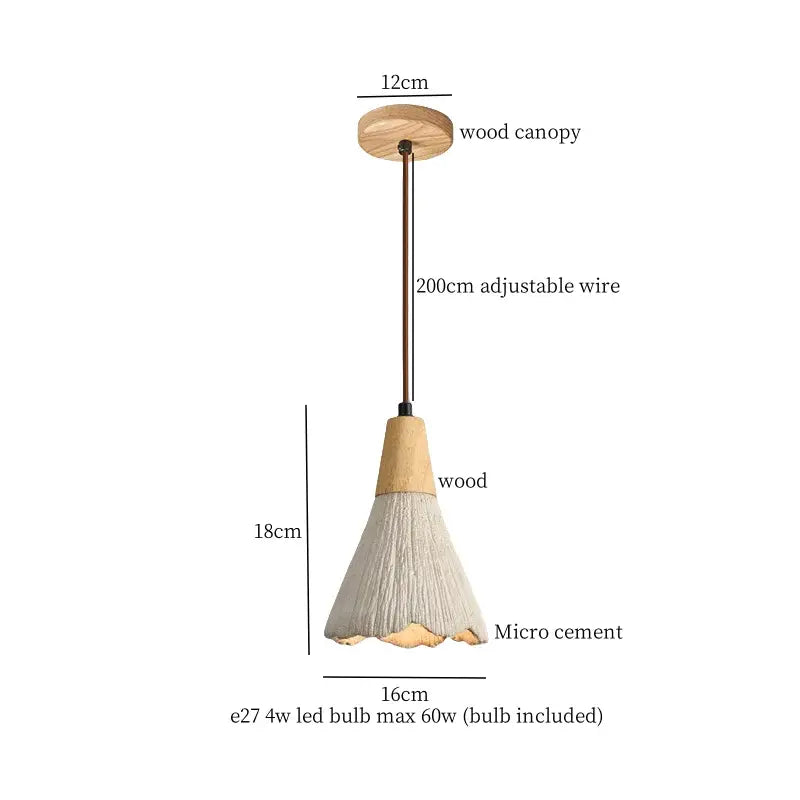 Modern cream textured glass bud micro cement pendant lamps bedroom
