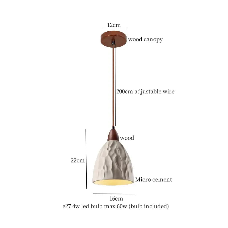 Modern cream textured glass bud micro cement pendant lamps bedroom