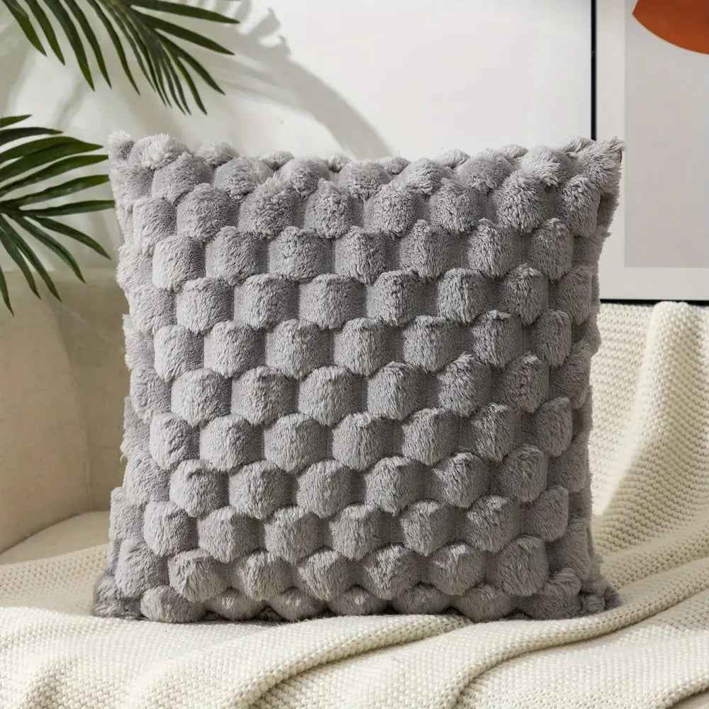 Modern cream textured pom pom decorative pillow covers living room