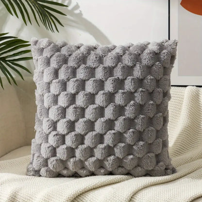 Modern cream textured pom pom decorative pillow covers living room
