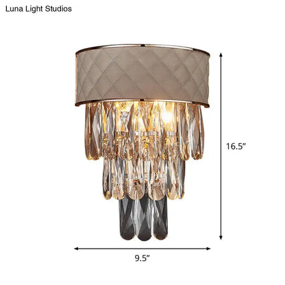 Modern cream wall lamp bedroom crystal prism shade
