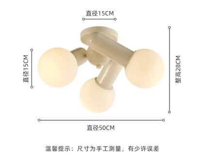 Modern cream wind led ceiling light bedroom frosted glass globe bulbs