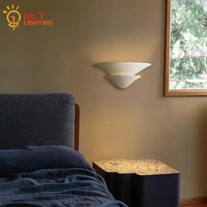 Modern cream wind umbrella wall lamp bedroom glass sconce