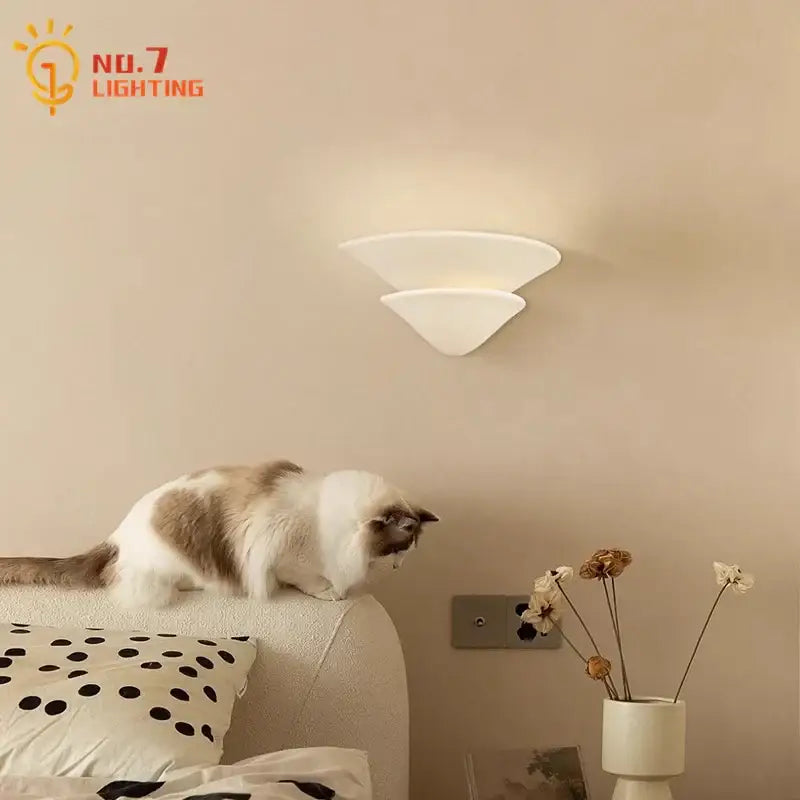 Modern cream wind umbrella wall lamp bedroom glass sconce