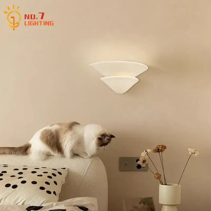 Modern cream wind umbrella wall lamp bedroom glass sconce
