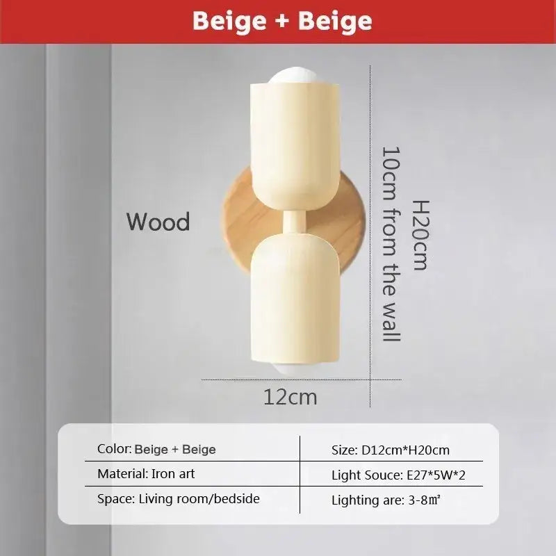 Modern cream zipper wooden wall lamp for bedroom illumination