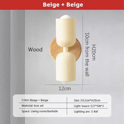 Modern cream zipper wooden wall lamp for bedroom illumination