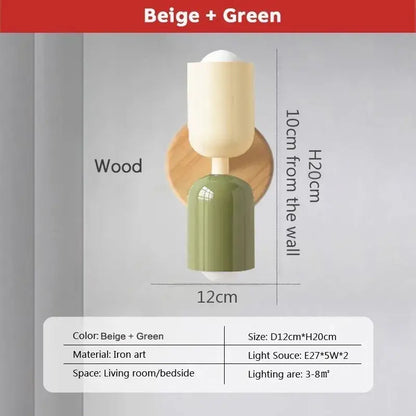 Modern cream zipper wooden wall lamp for bedroom illumination