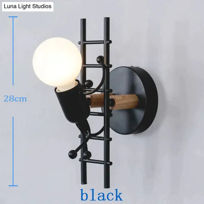 Modern creative minimalism metal robot ant wall sconce bedroom light