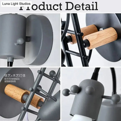 Modern creative minimalism metal robot ant wall sconce bedroom light