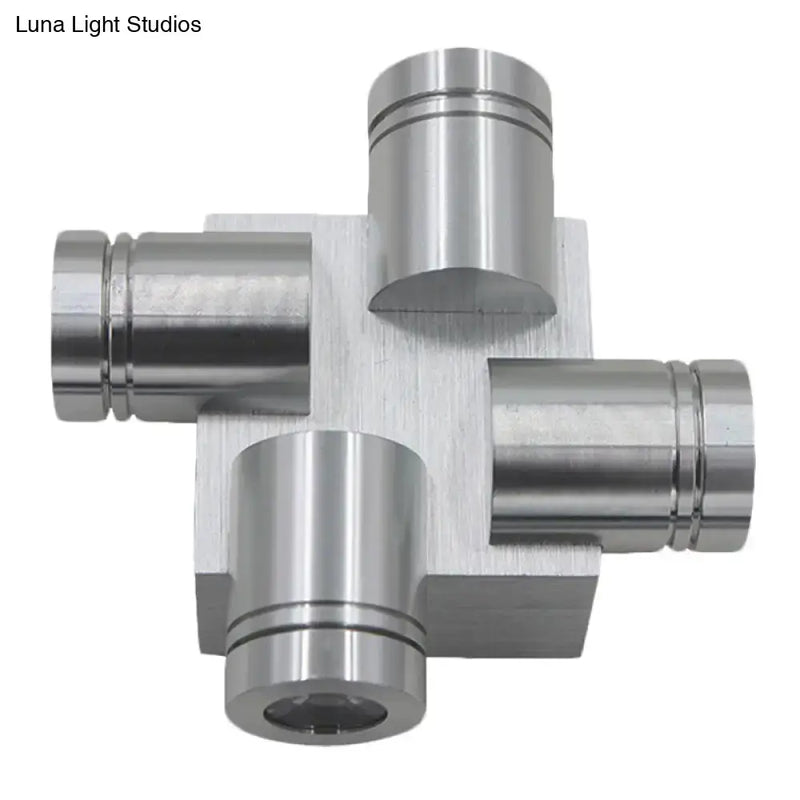 Modern cross aluminum wall mount lamp bedroom silver brushed finish