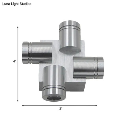 Modern cross aluminum wall mount lamp bedroom silver brushed finish
