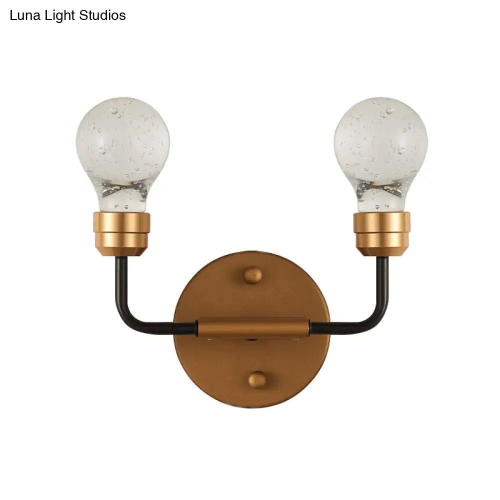 DecorBites™ Modern Crystal 2-Light Brass Wall Light - Bulb Shaped Sconce Lamp for Bedroom & Living Room, Warm/White Light