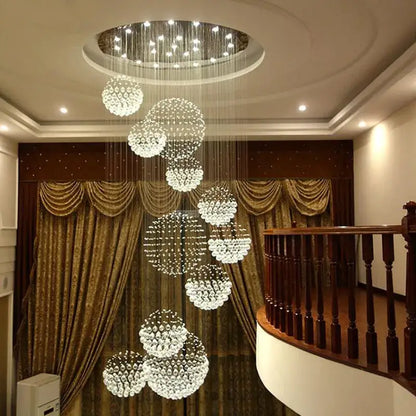Modern crystal ball chandelier dining room cascading light