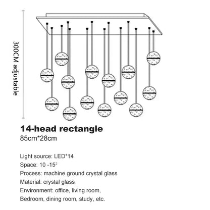 Modern crystal ball led chandelier for living room decor