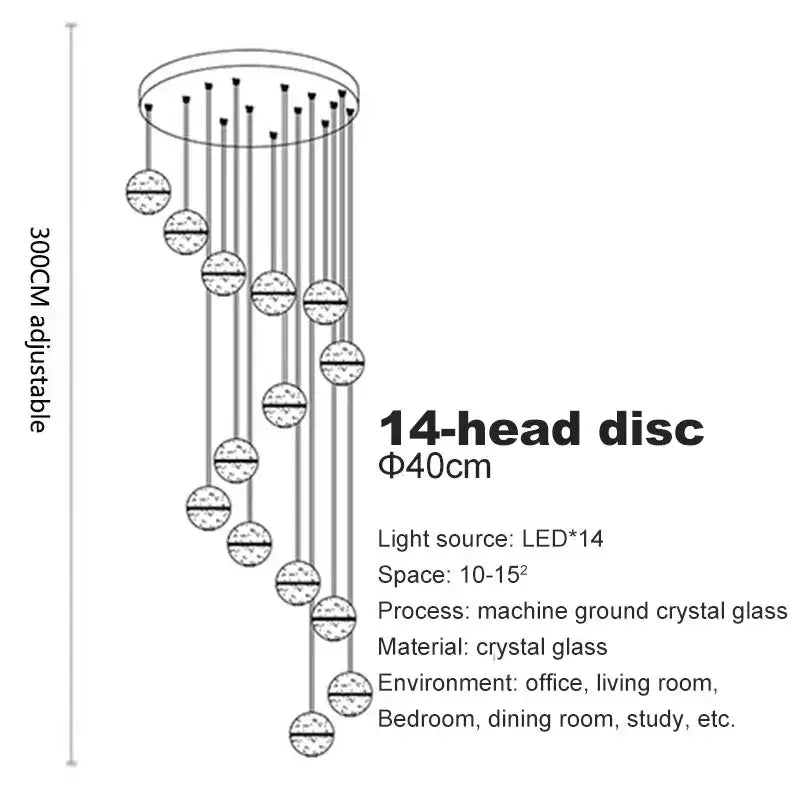 Modern crystal ball led chandelier for living room decor