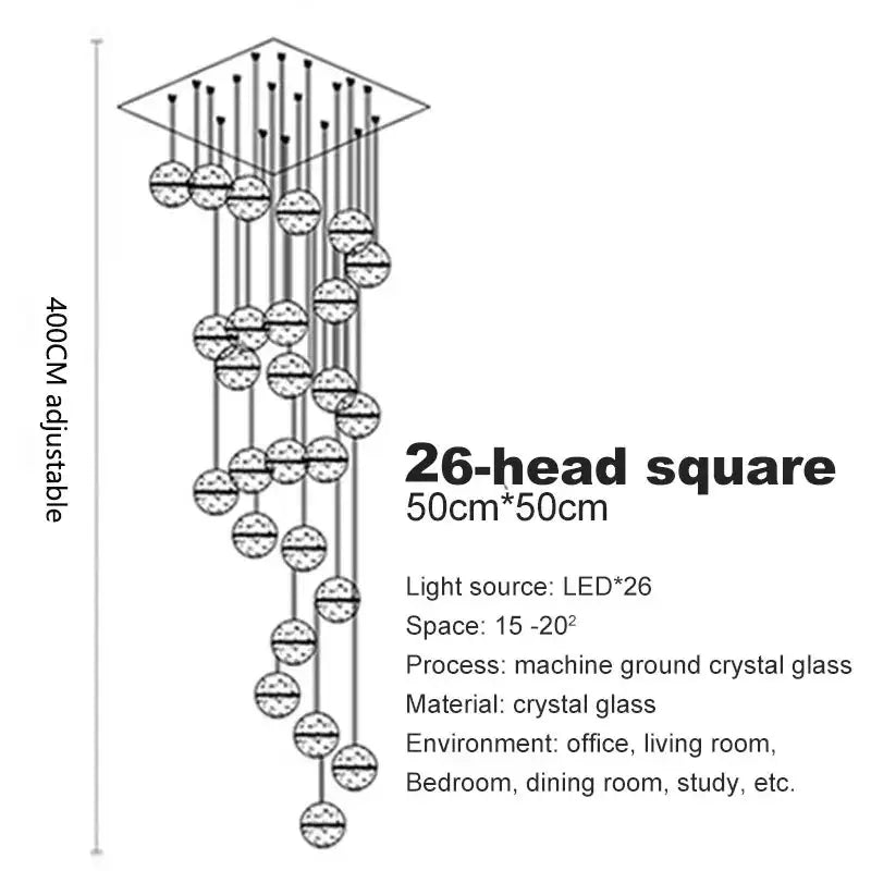 Modern crystal ball led chandelier for living room decor