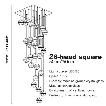 Modern crystal ball led chandelier for living room decor