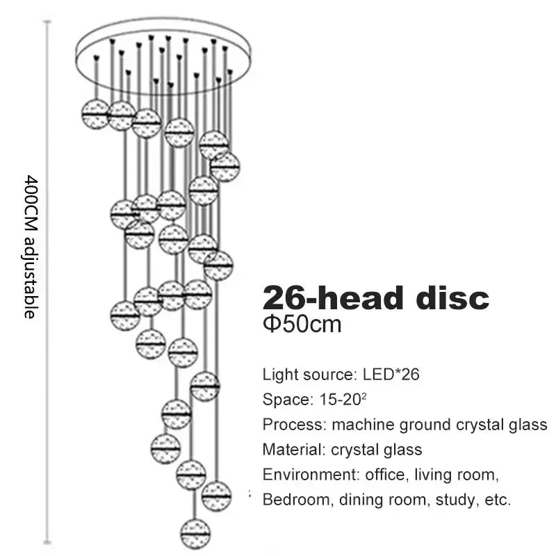 Modern crystal ball led chandelier for living room decor