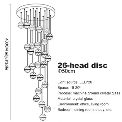Modern crystal ball led chandelier for living room decor