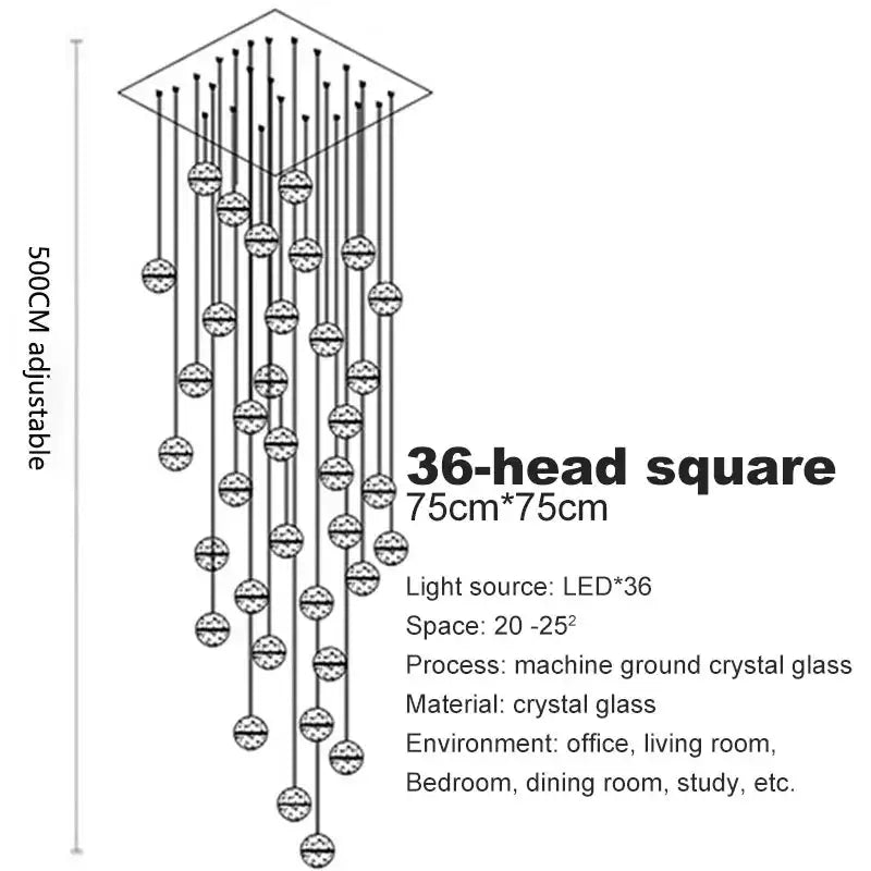 Modern crystal ball led chandelier for living room decor