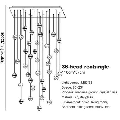 Modern crystal ball led chandelier for living room decor