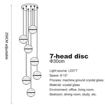 Modern crystal ball led chandelier for living room decor