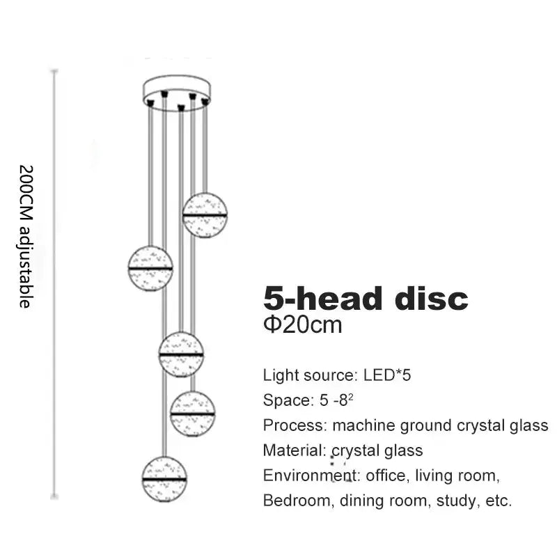 Modern crystal ball led chandelier for living room decor