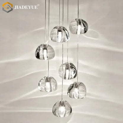 Modern crystal ball nordic led chandelier staircase pendant light