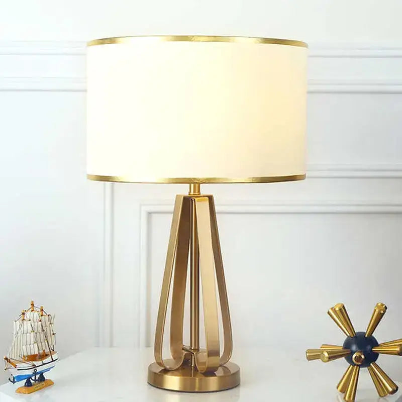 Modern crystal bedside lamp with white fabric shade bedroom light