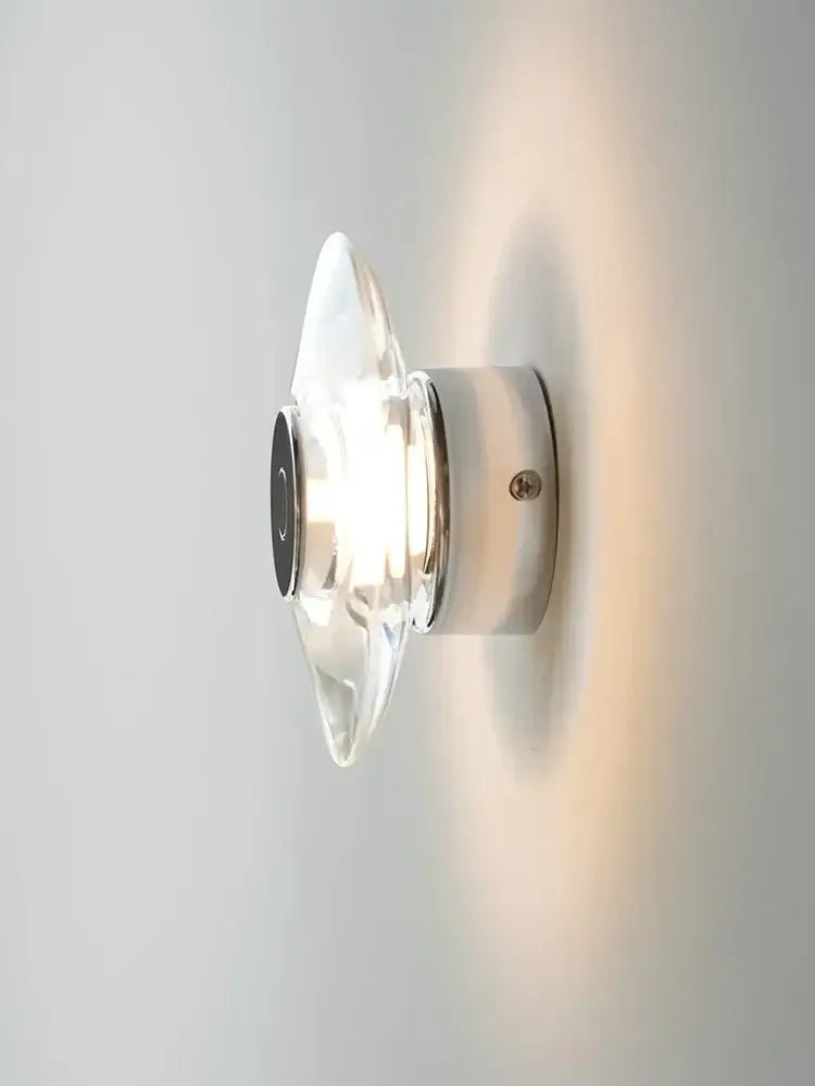 Modern crystal bedside wall lamp bedroom clear glass and chrome