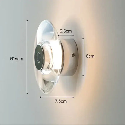 Modern crystal bedside wall lamp bedroom clear glass and chrome