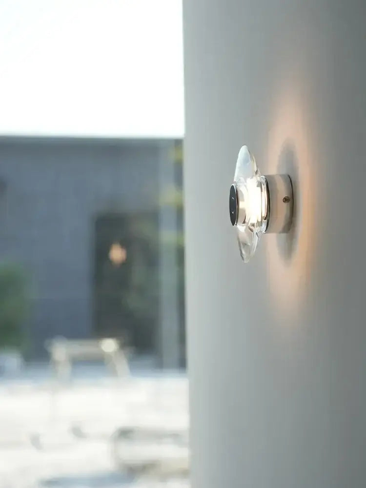 Modern crystal bedside wall lamp bedroom clear glass and chrome