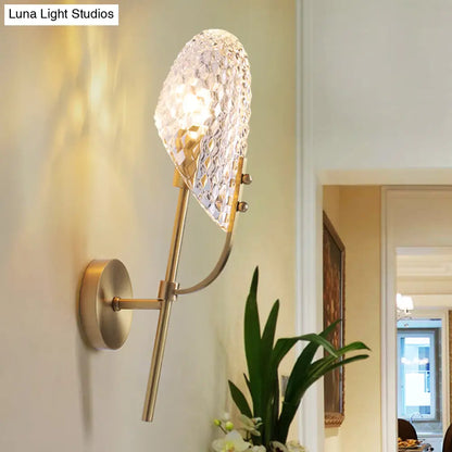 DecorBites™ Modern Crystal Beveled Shade Wall Sconce Light - Elegant Brass 1-Light Fixture for Hallway