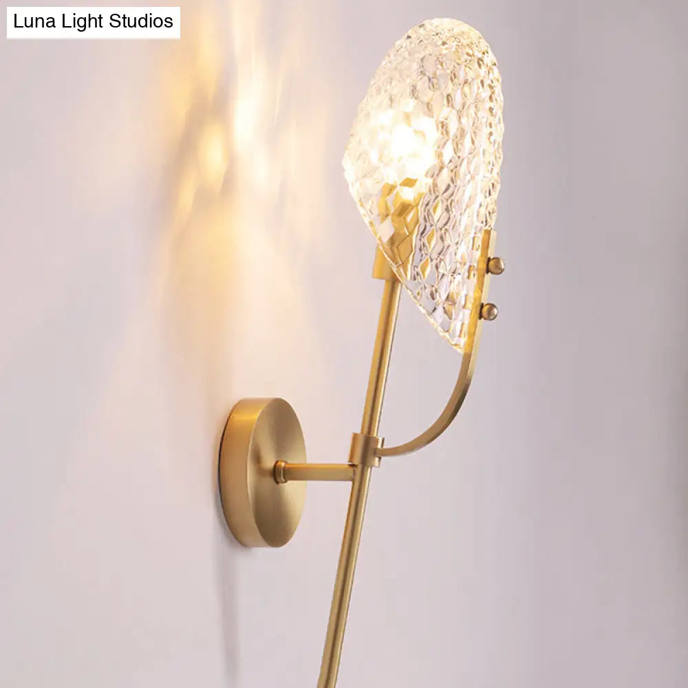 DecorBites™ Modern Crystal Beveled Shade Wall Sconce Light - Elegant Brass 1-Light Fixture for Hallway