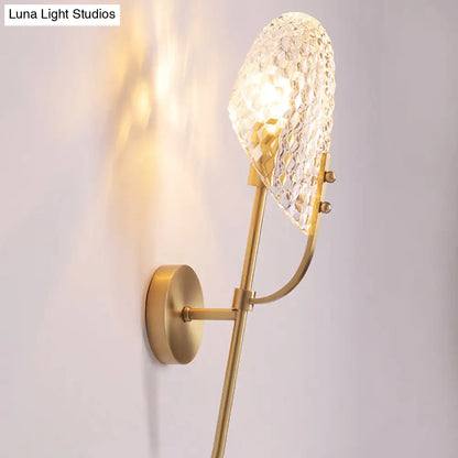 DecorBites™ Modern Crystal Beveled Shade Wall Sconce Light - Elegant Brass 1-Light Fixture for Hallway