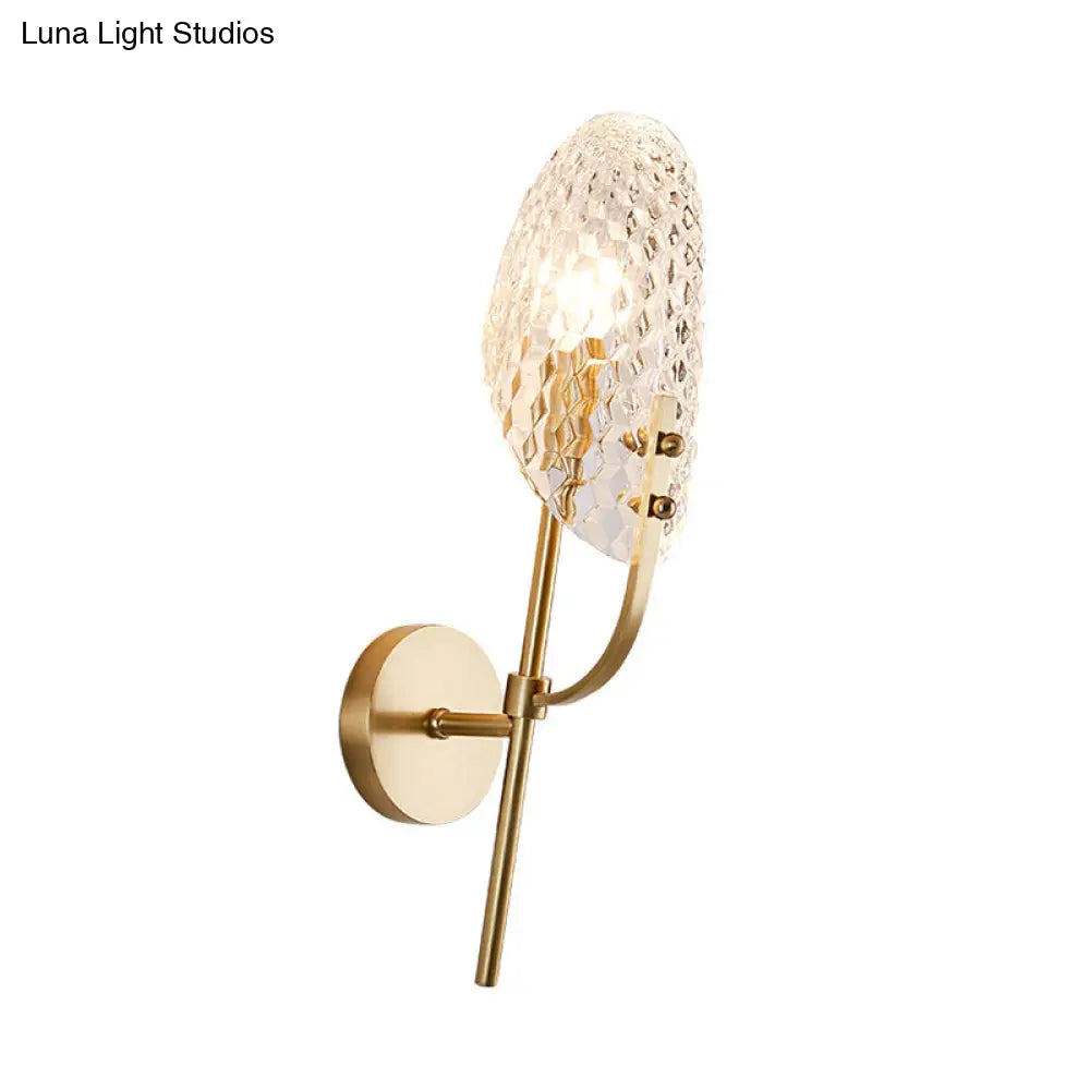 DecorBites™ Modern Crystal Beveled Shade Wall Sconce Light - Elegant Brass 1-Light Fixture for Hallway
