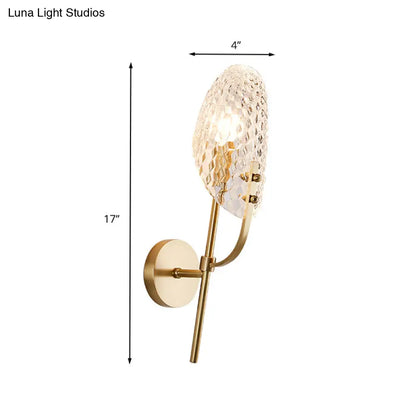 DecorBites™ Modern Crystal Beveled Shade Wall Sconce Light - Elegant Brass 1-Light Fixture for Hallway