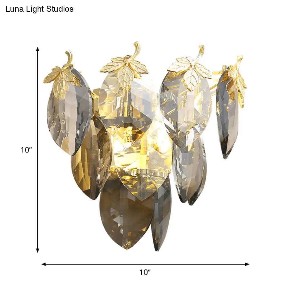 DecorBites™ Modern Crystal Block 2-Light Gold Wall Sconce for Study Room