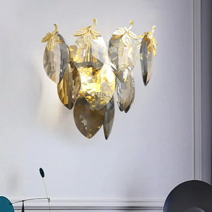 DecorBites™ Modern Crystal Block 2-Light Gold Wall Sconce for Study Room