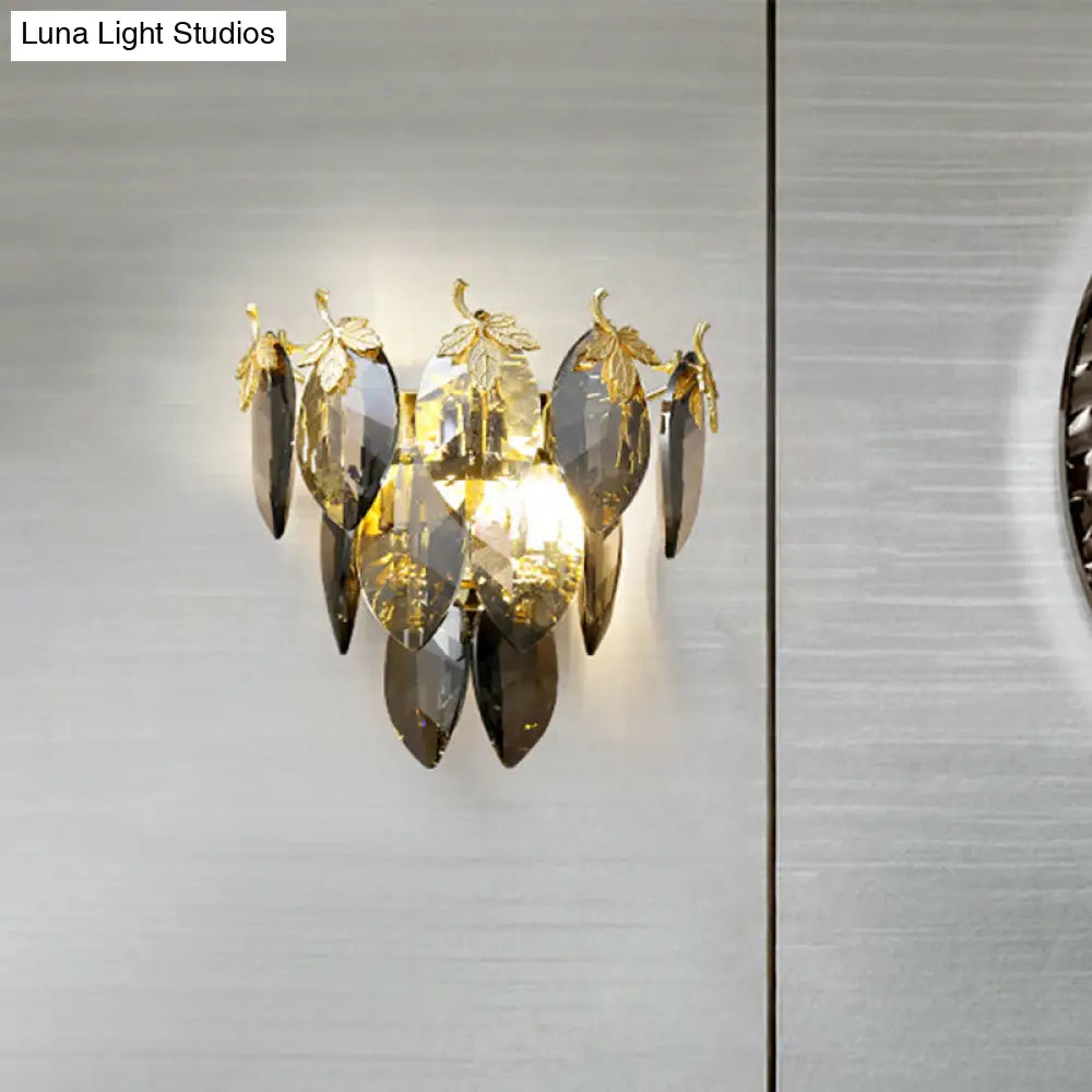 DecorBites™ Modern Crystal Block 2-Light Gold Wall Sconce for Study Room