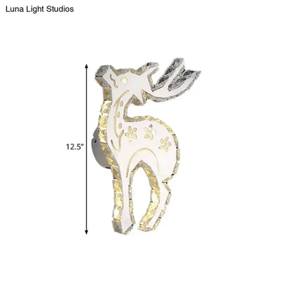 Modern crystal block elk wall sconce white & gold bedroom led light