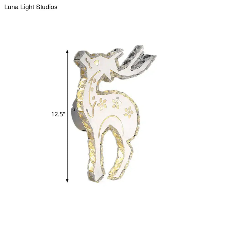 Modern crystal block elk wall sconce white & gold bedroom led light