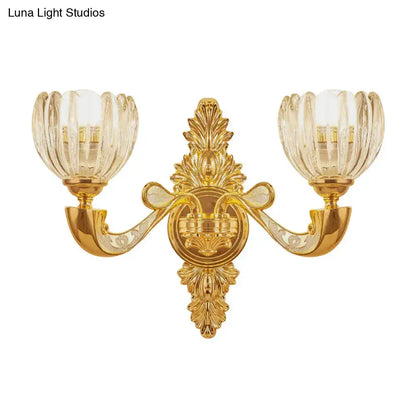 Modern crystal block gold wall lamp fixture bedroom sconce