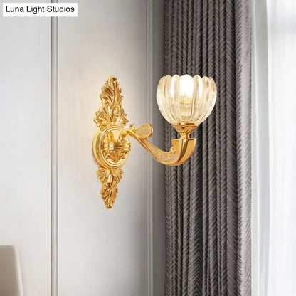 Modern crystal block gold wall lamp fixture bedroom sconce