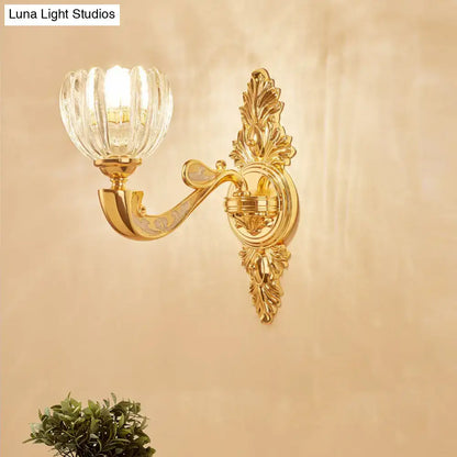 Modern crystal block gold wall lamp fixture bedroom sconce