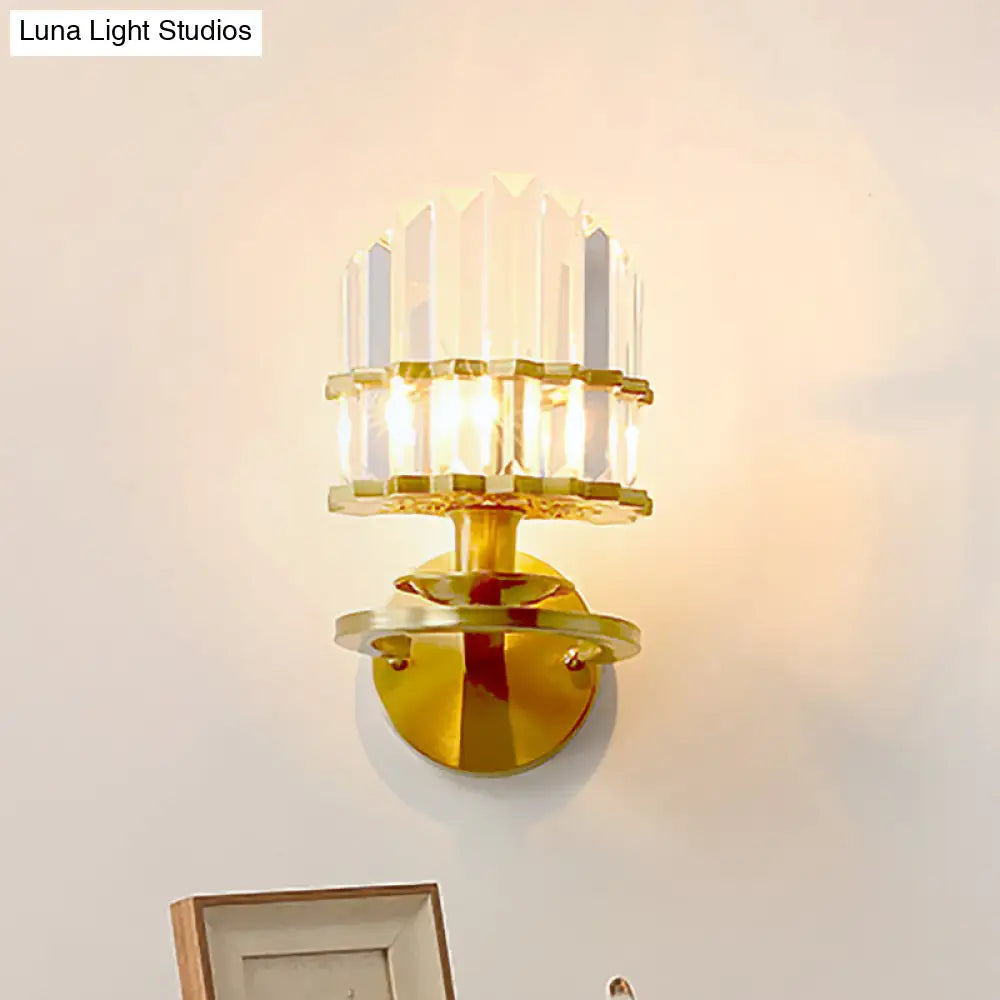 DecorBites™ Modern Crystal Block Wall Sconce - Round Gold Living Room Lamp