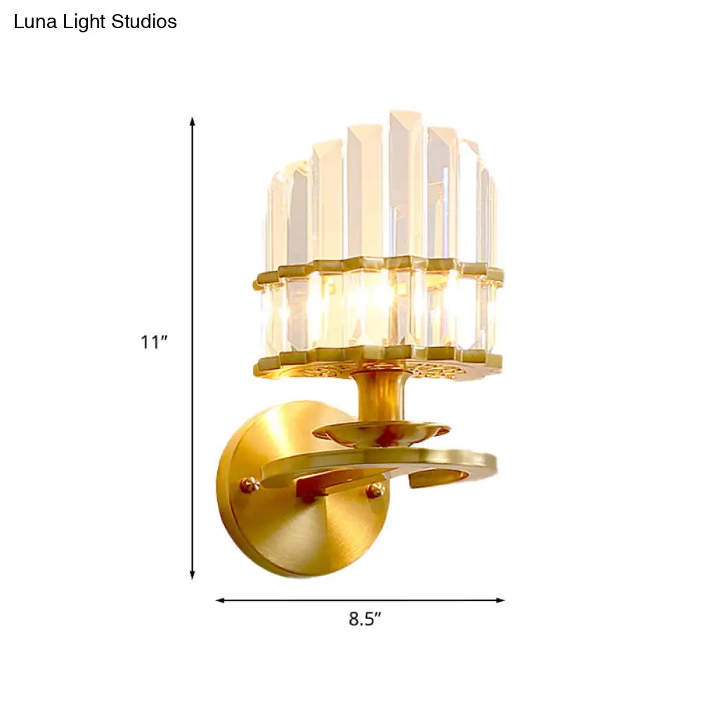 DecorBites™ Modern Crystal Block Wall Sconce - Round Gold Living Room Lamp