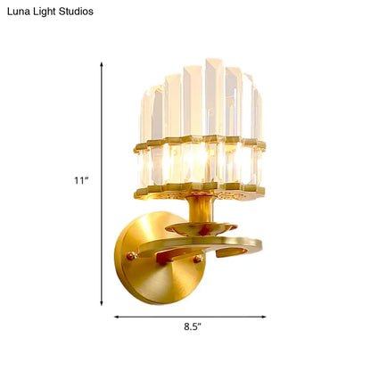 DecorBites™ Modern Crystal Block Wall Sconce - Round Gold Living Room Lamp
