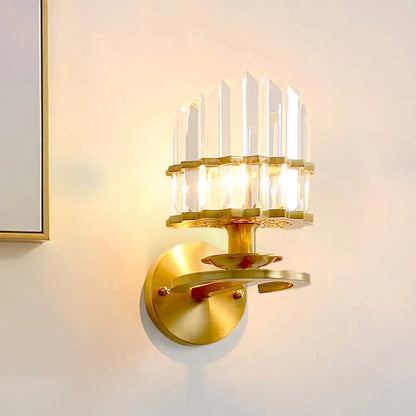 DecorBites™ Modern Crystal Block Wall Sconce - Round Gold Living Room Lamp